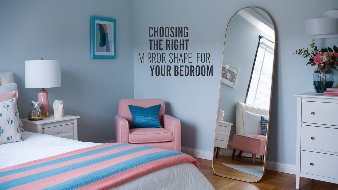 Bedroom with a floor-length arched mirror, showcasing tips on choosing the right mirror shape for the bedroom.