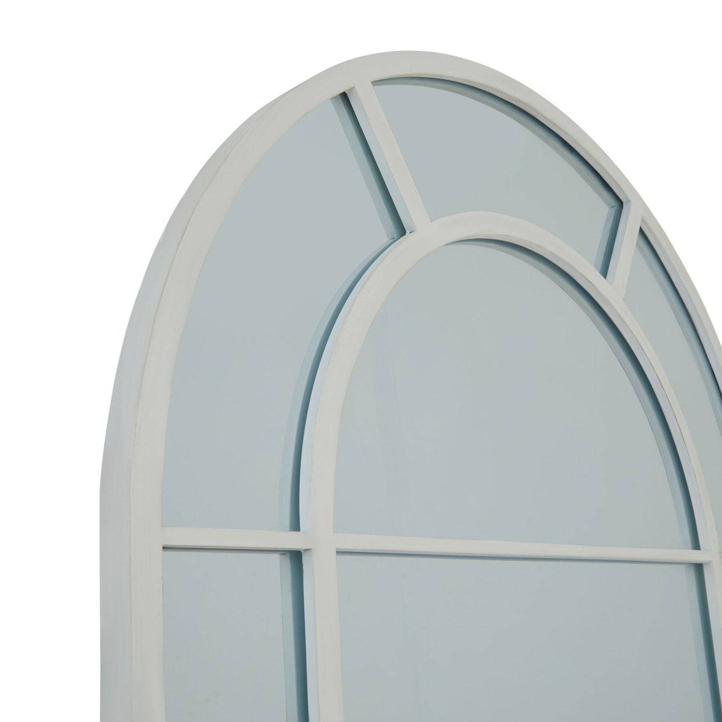 Arched Window White Leaner Mirror Arch Detail