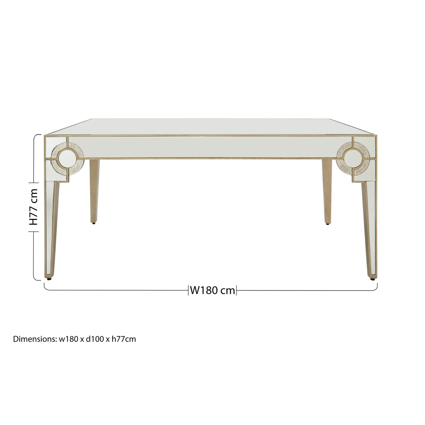 Circles of Elegance Mirrored Dining Table Dimensions