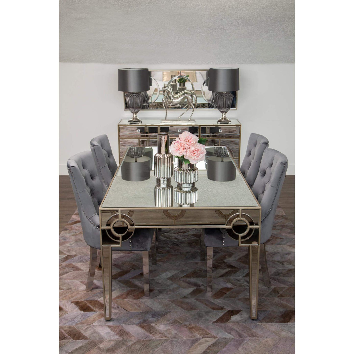 Circles of Elegance Mirrored Dining Table Lifestyle View