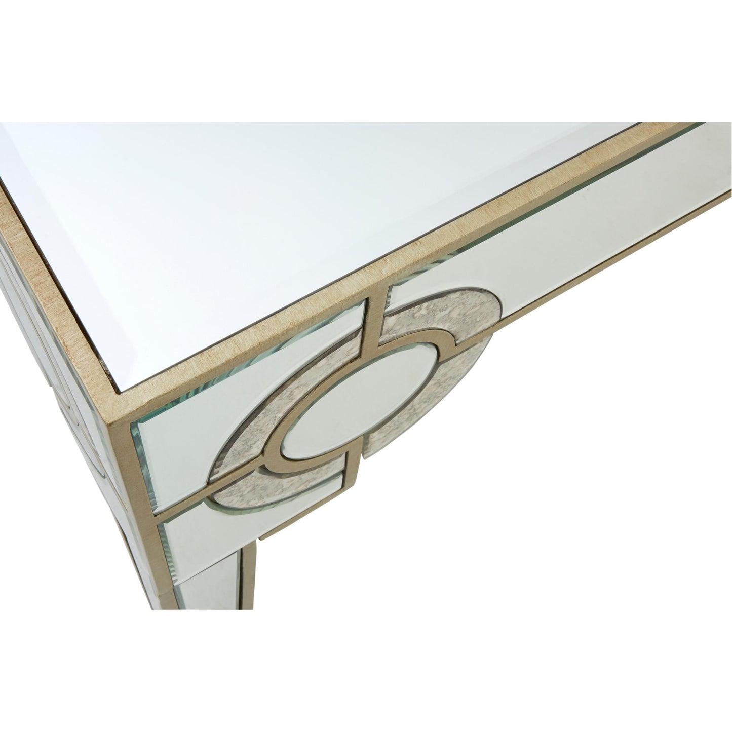 Circles of Elegance Mirrored Dining Table Top Corner Finish