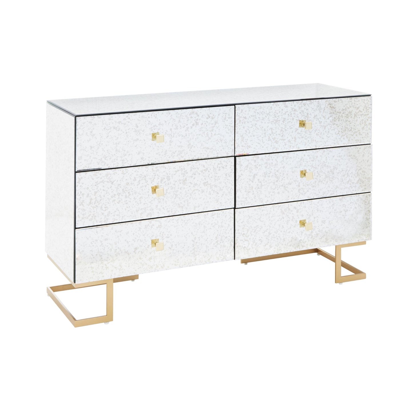 Distressed Antique Mirror Chest of Drawers Front