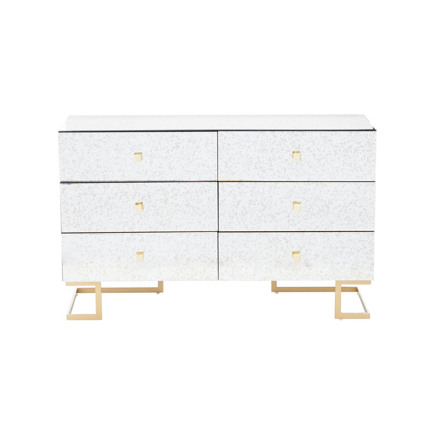 Distressed Antique Mirror Chest of Drawers Front View
