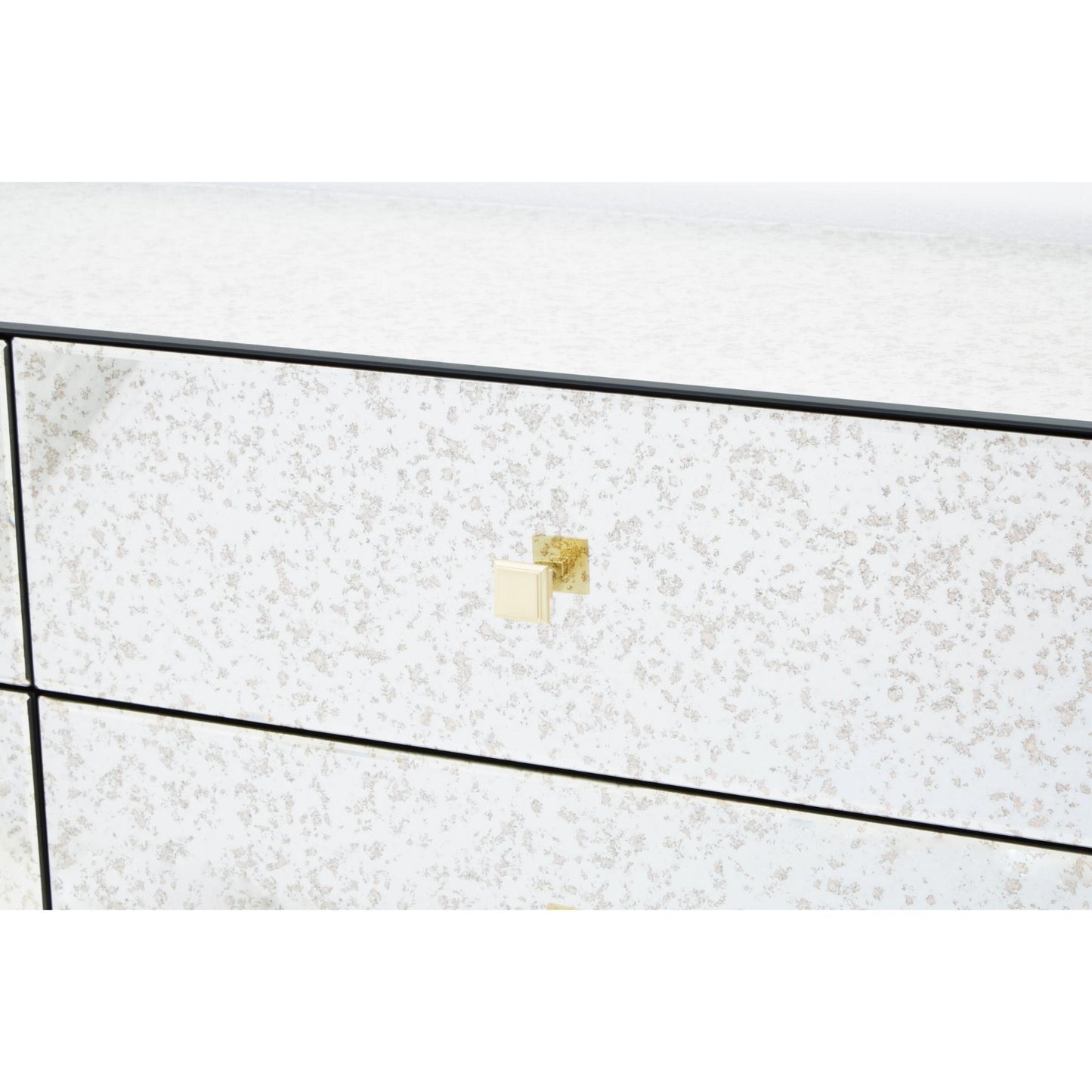 Distressed Antique Mirror Chest of Drawers Knob Detail