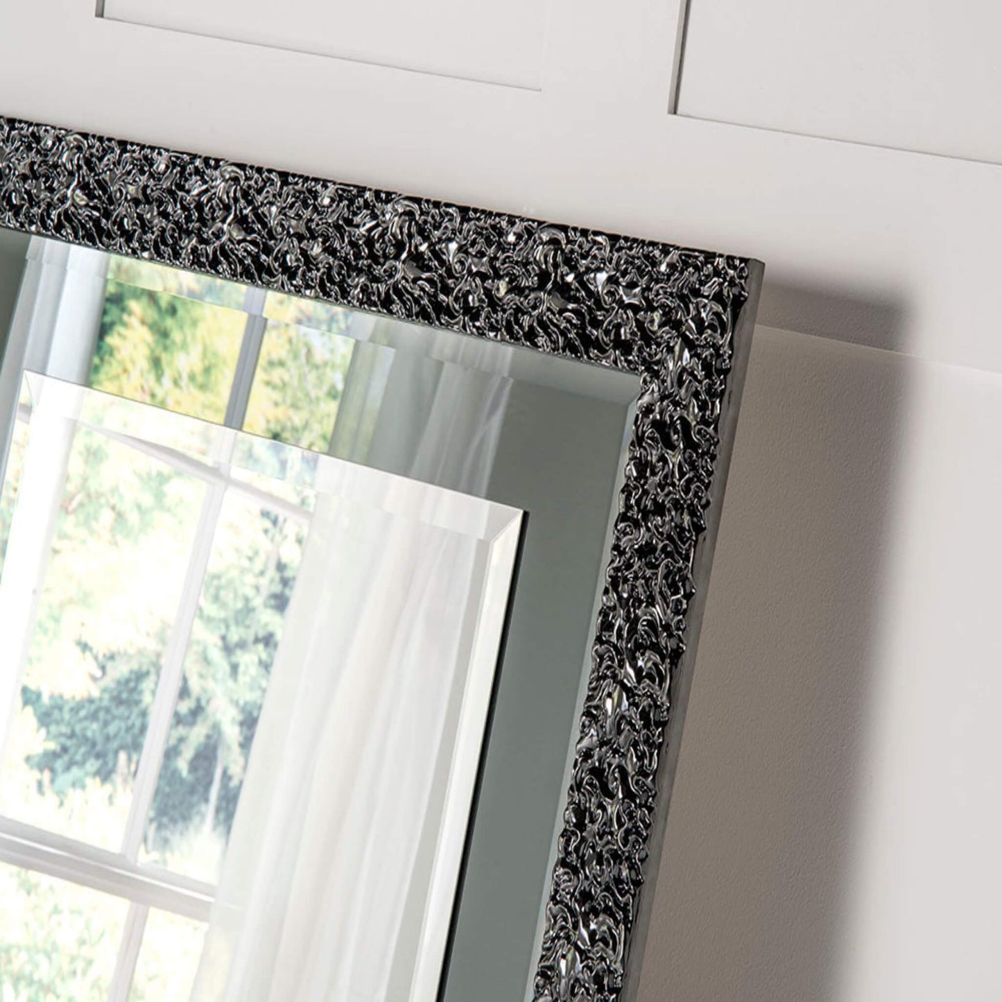 Elegant Vesuvio Grey Laca Mirror Range Frame detail