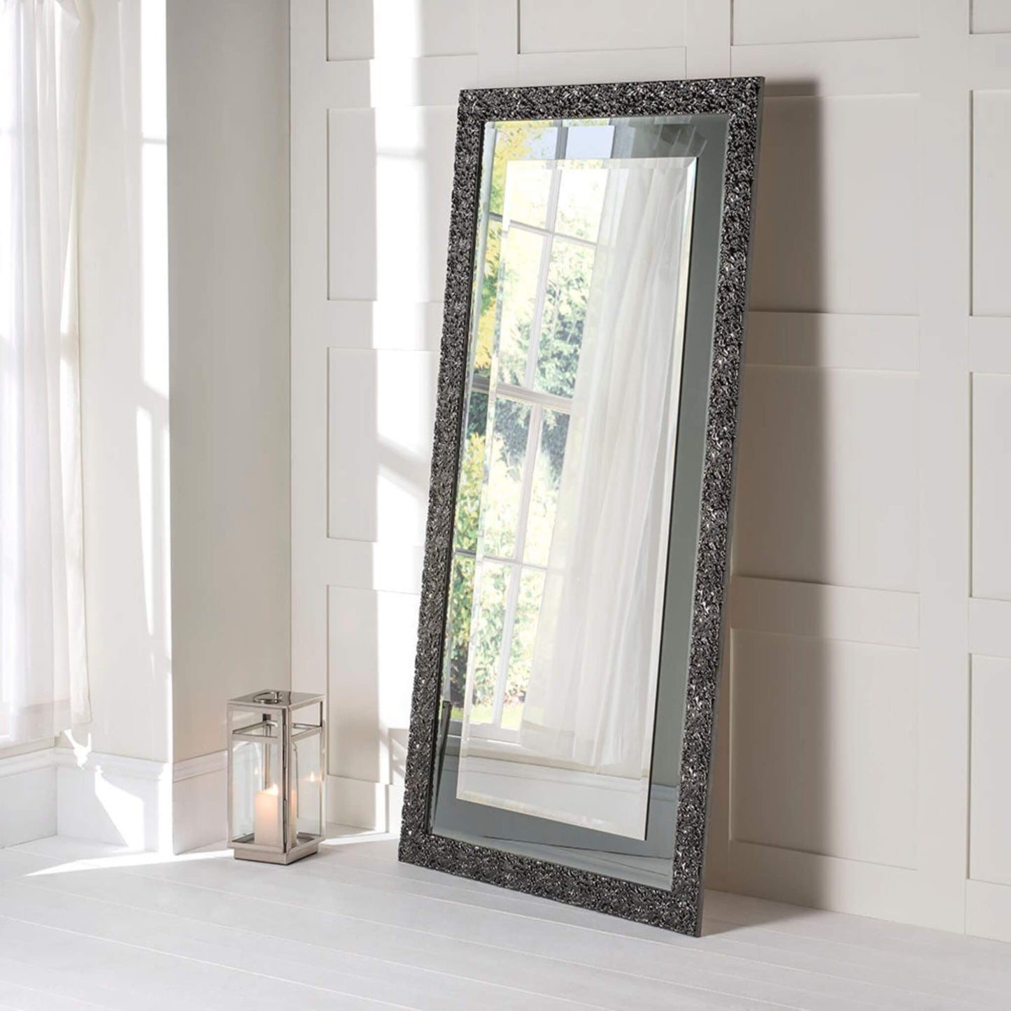Elegant Vesuvio Grey Laca Mirror Range Leaner
