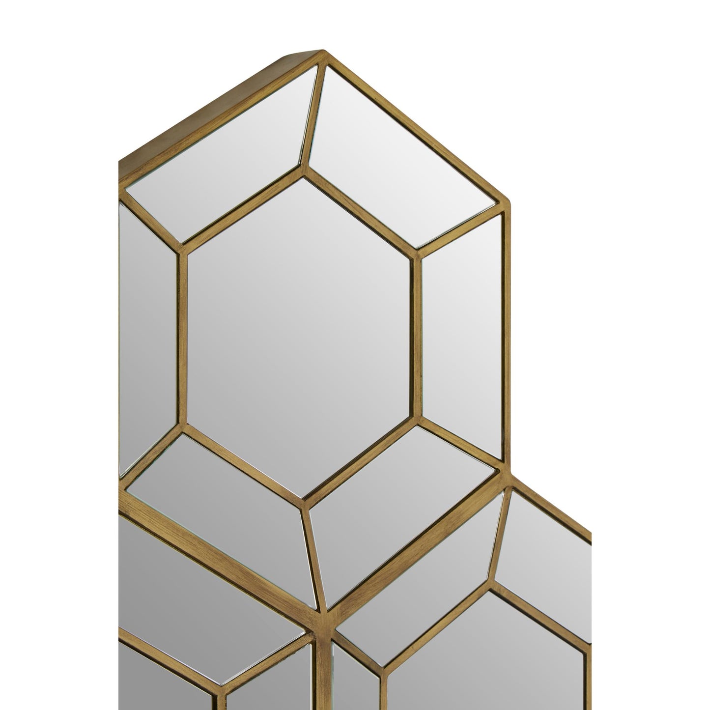 Hexagon Cluster Gold Large Wall Mirror 91cm x 95cm Close Up Detail