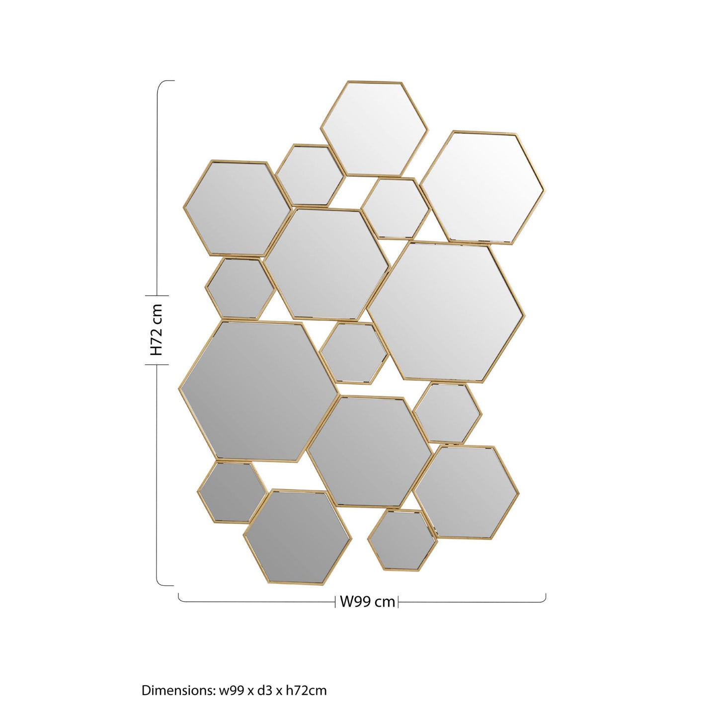 Hexagon Large Modern Gold Wall Mirror Hanging Measurements