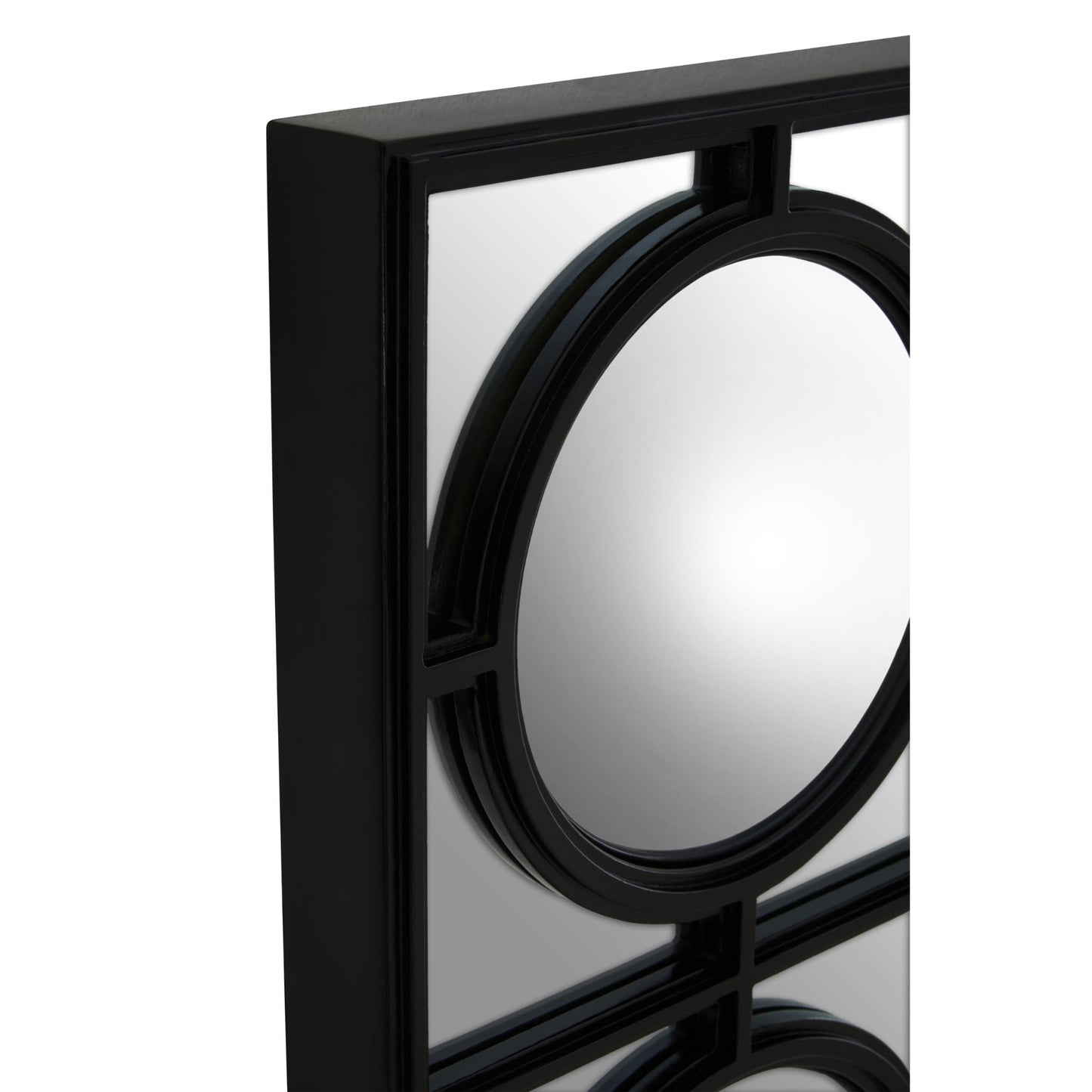 Industrial Convex Window Pane Wall Mirror - Black Rectangular and lattice frame