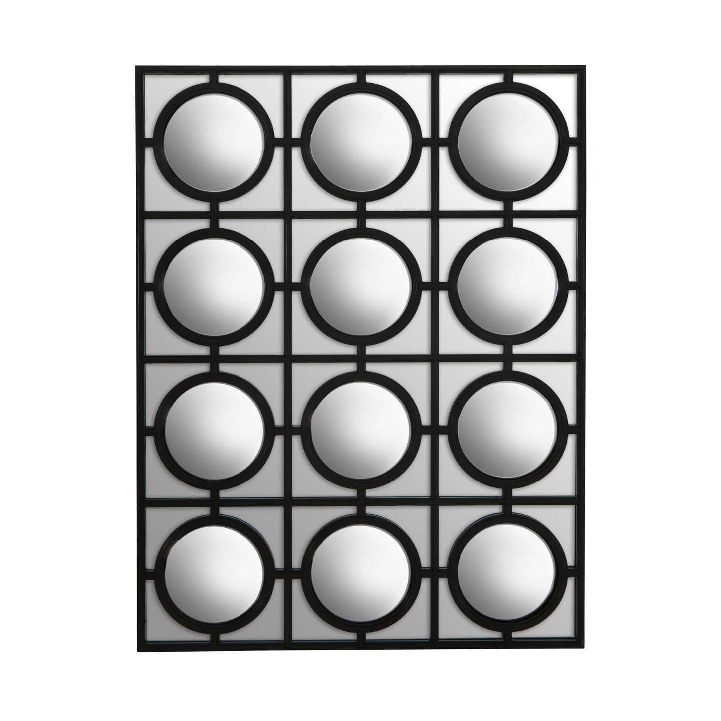 Industrial Convex Window Pane Wall Mirror - Front view
