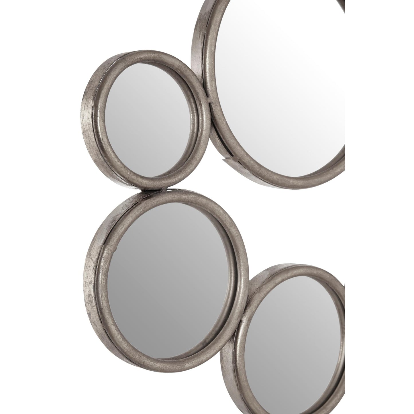 Irregular Silver Circle Wall Mirror Close Up Detail