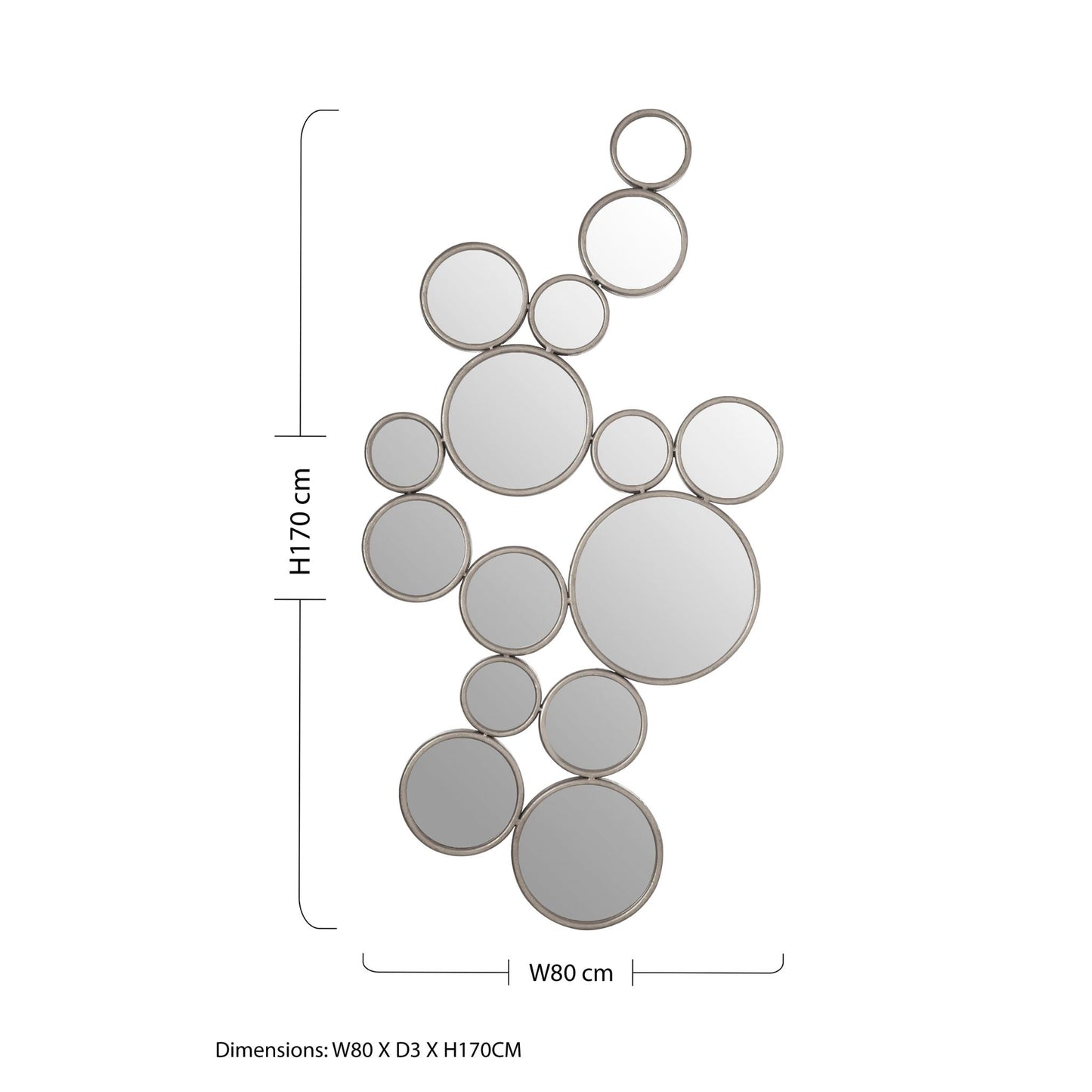 Irregular Silver Circle Wall Mirror Dimensions