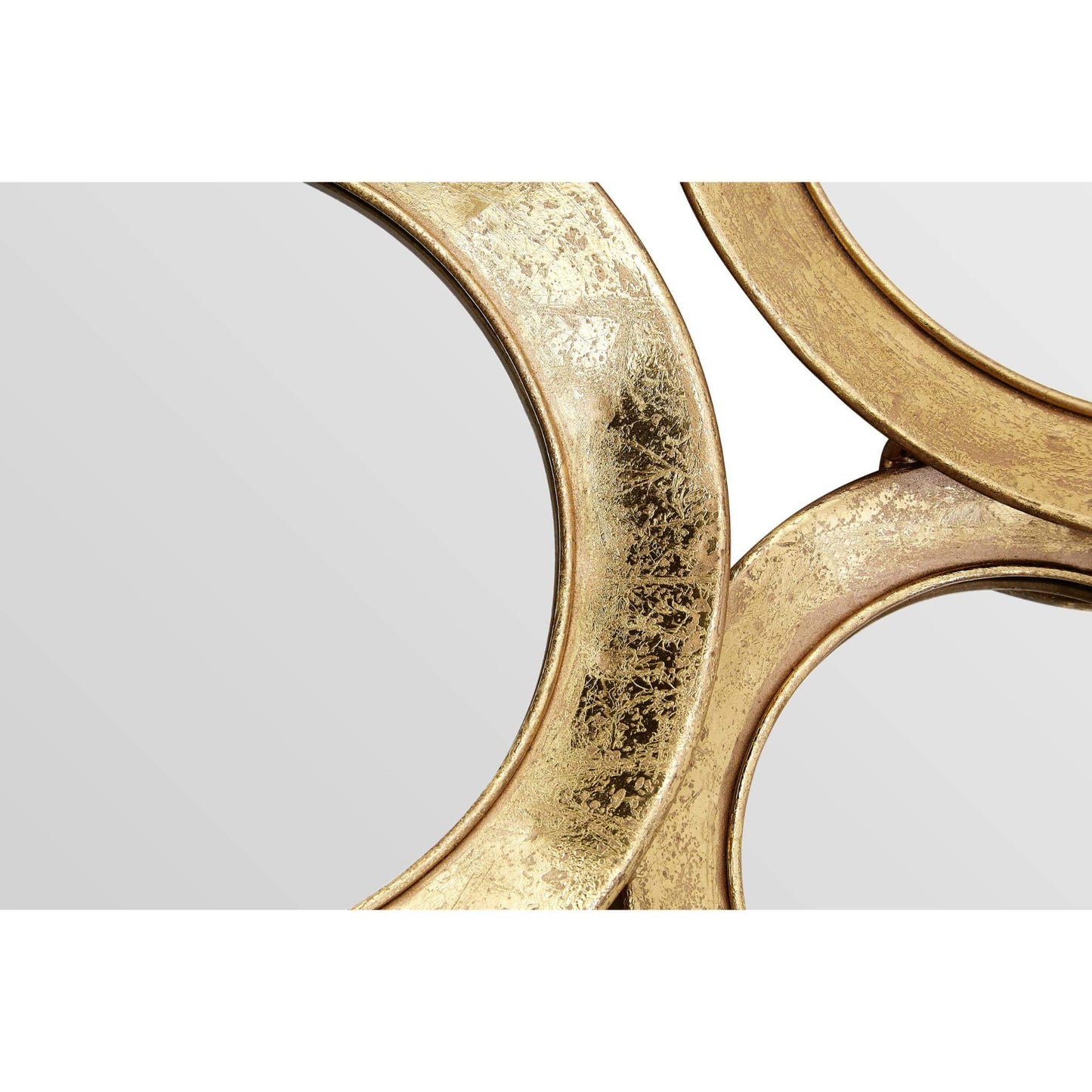 Large Gold Cluster of Round Wall Mirrors Close Up Detail