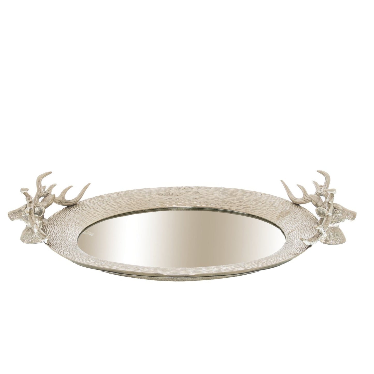 Large Mirrored Tray with Stag Heads Stag Overview