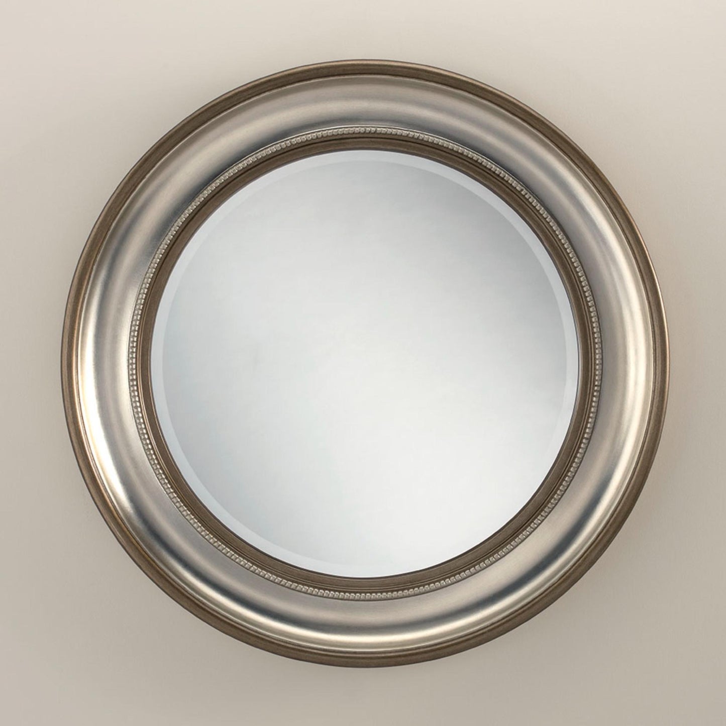 Large Round Bronze and Silver Contemporary Mirror 91cm Close Up