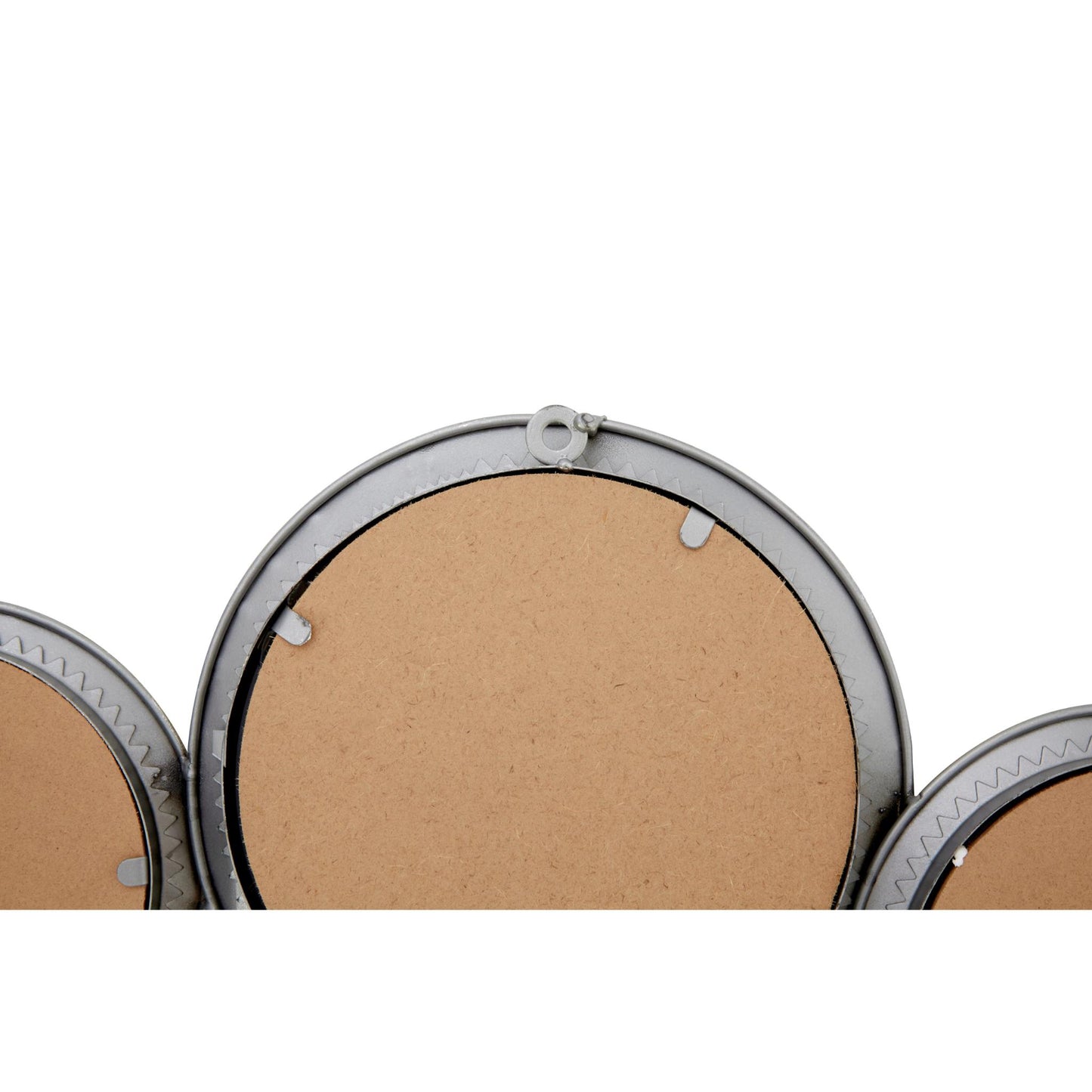 Large Silver Cluster of Round Wall Mirrors Hanging Detail