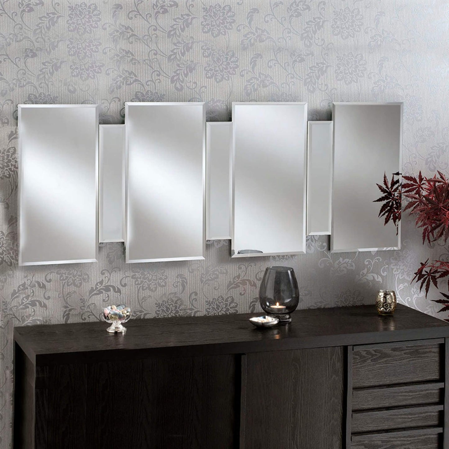 Mars Panelled Mirror Range Silver 7 Panels