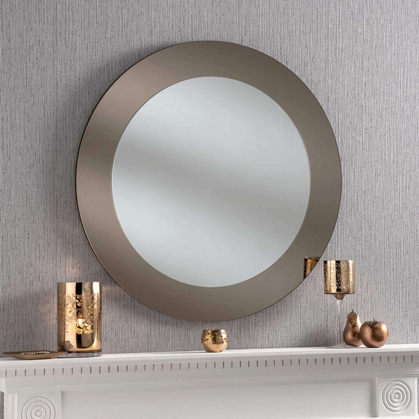 Medium Round Tinted Bronze Frameless Mirror Lifestyle Image