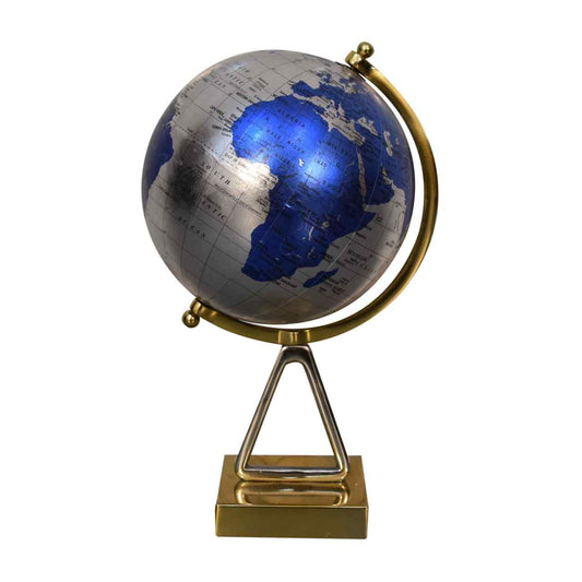 Mixed Chrome and Brass Blue Globe Side View Africa