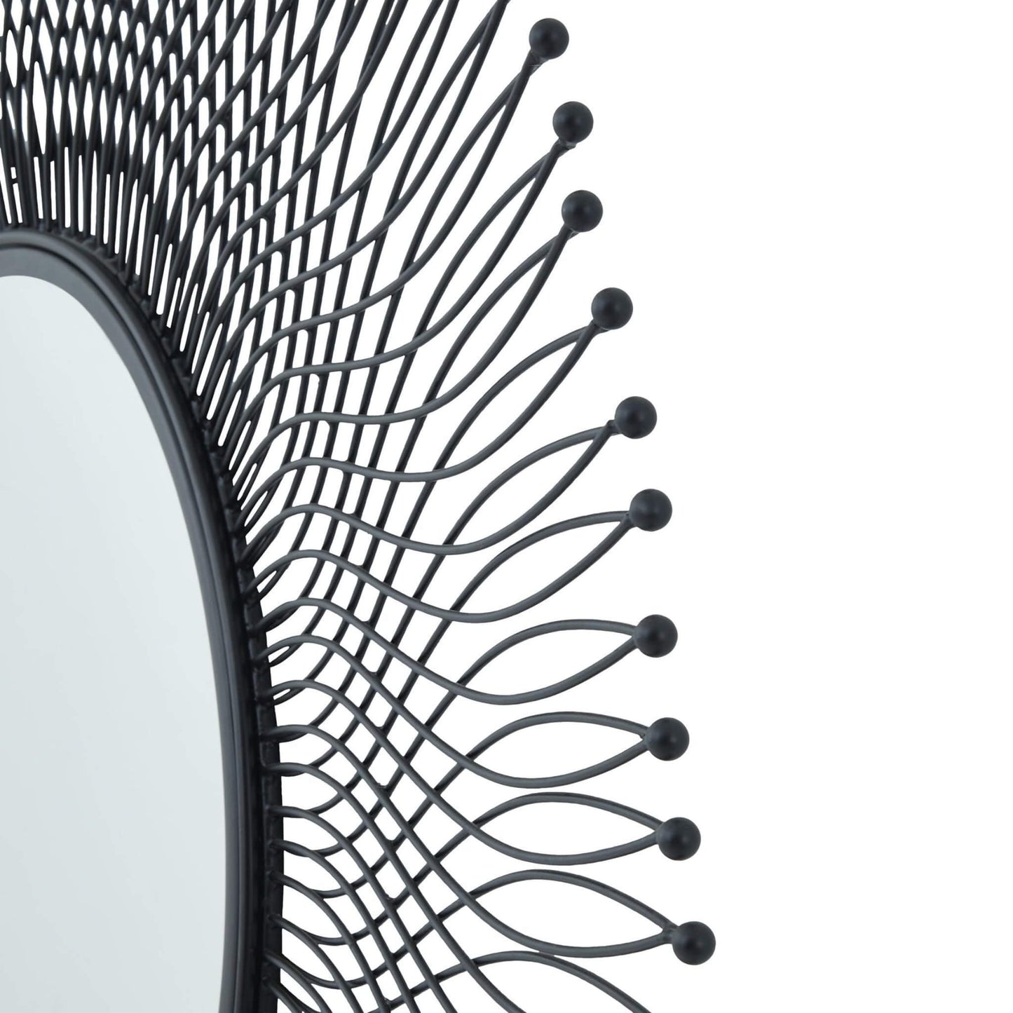 Rio Black Large Wire Mirror Frame Sunburst Detail
