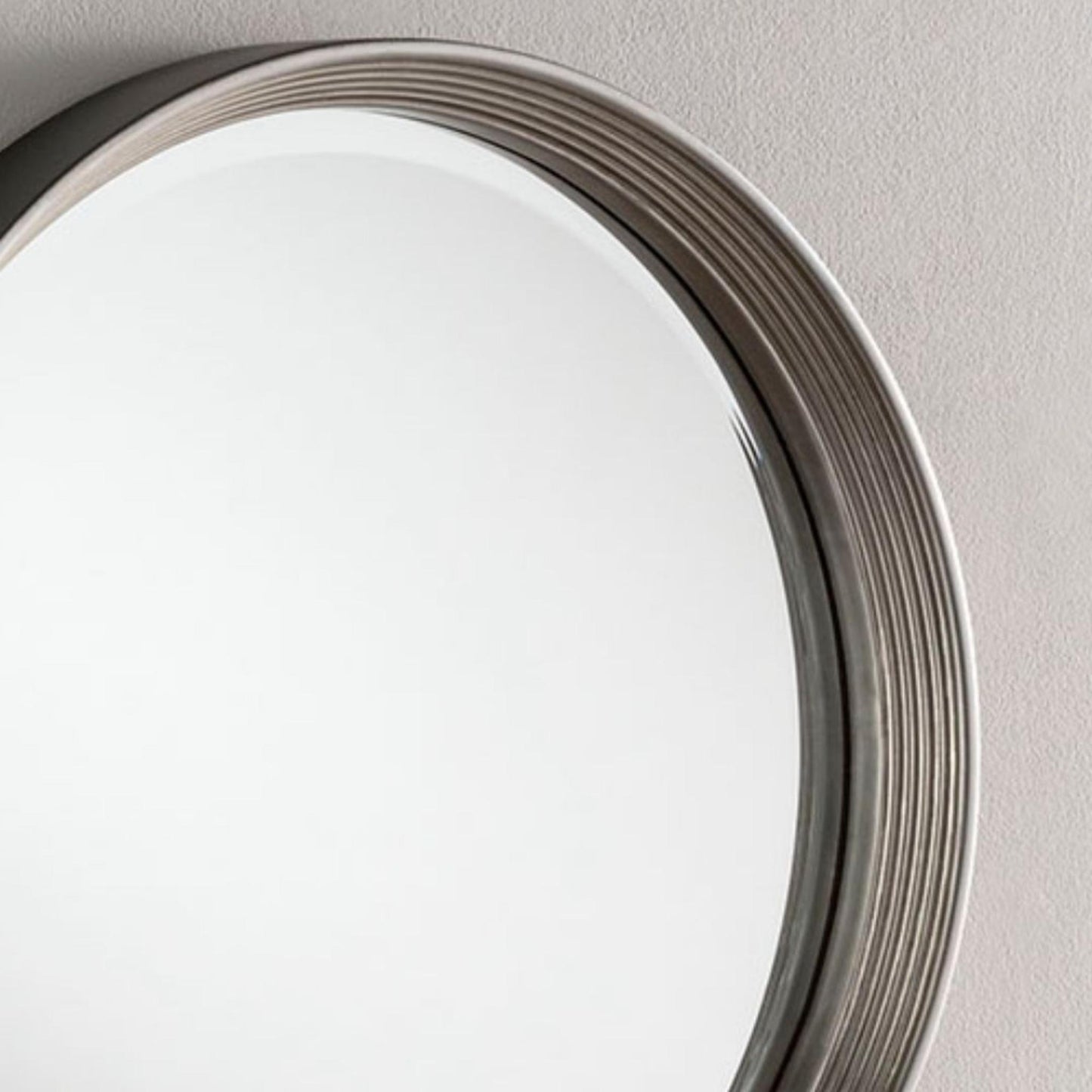 Round Black Silver Industrial Style Small Wall Mirror Frame Detail