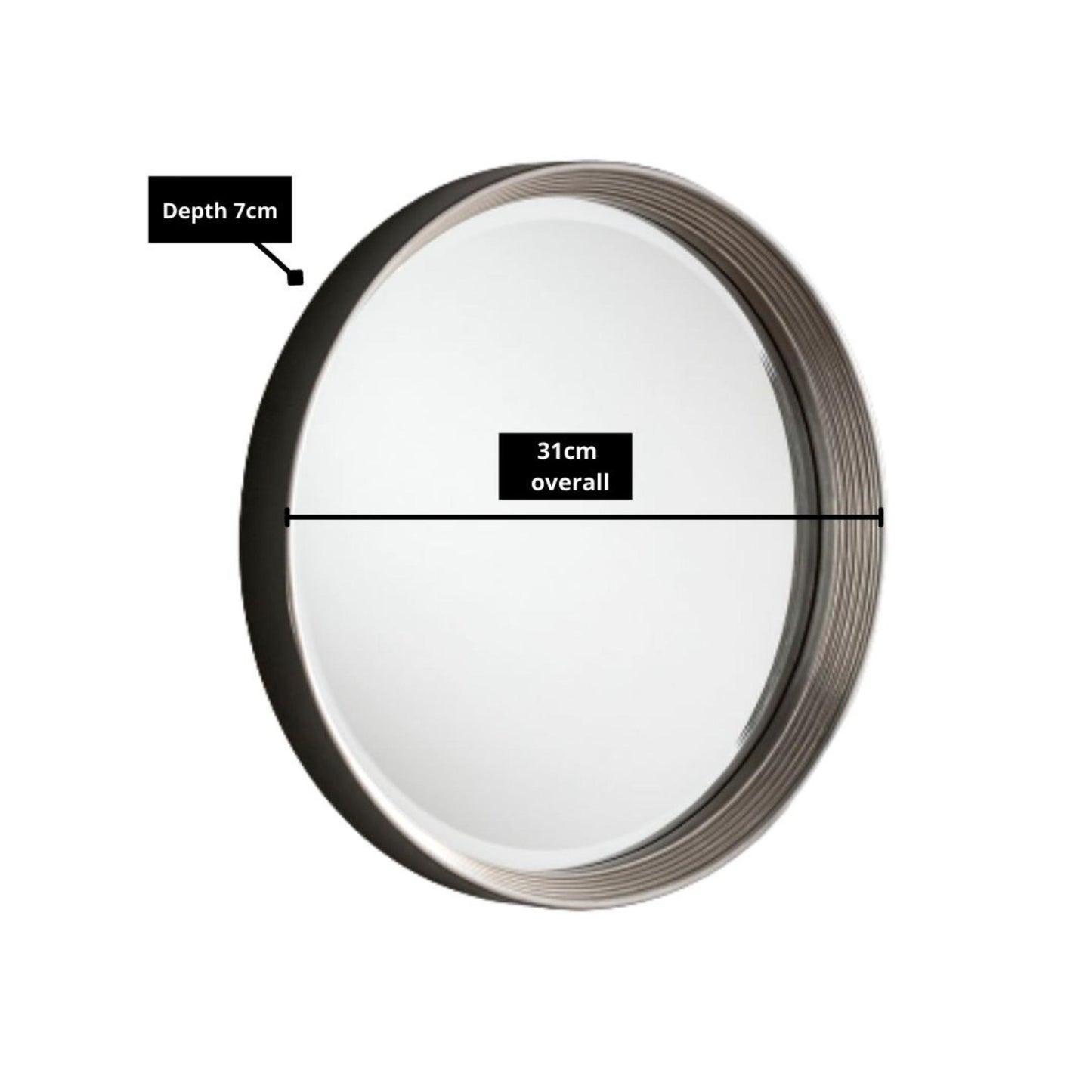 Round Black Silver Industrial Style Small Wall Mirror Measurements