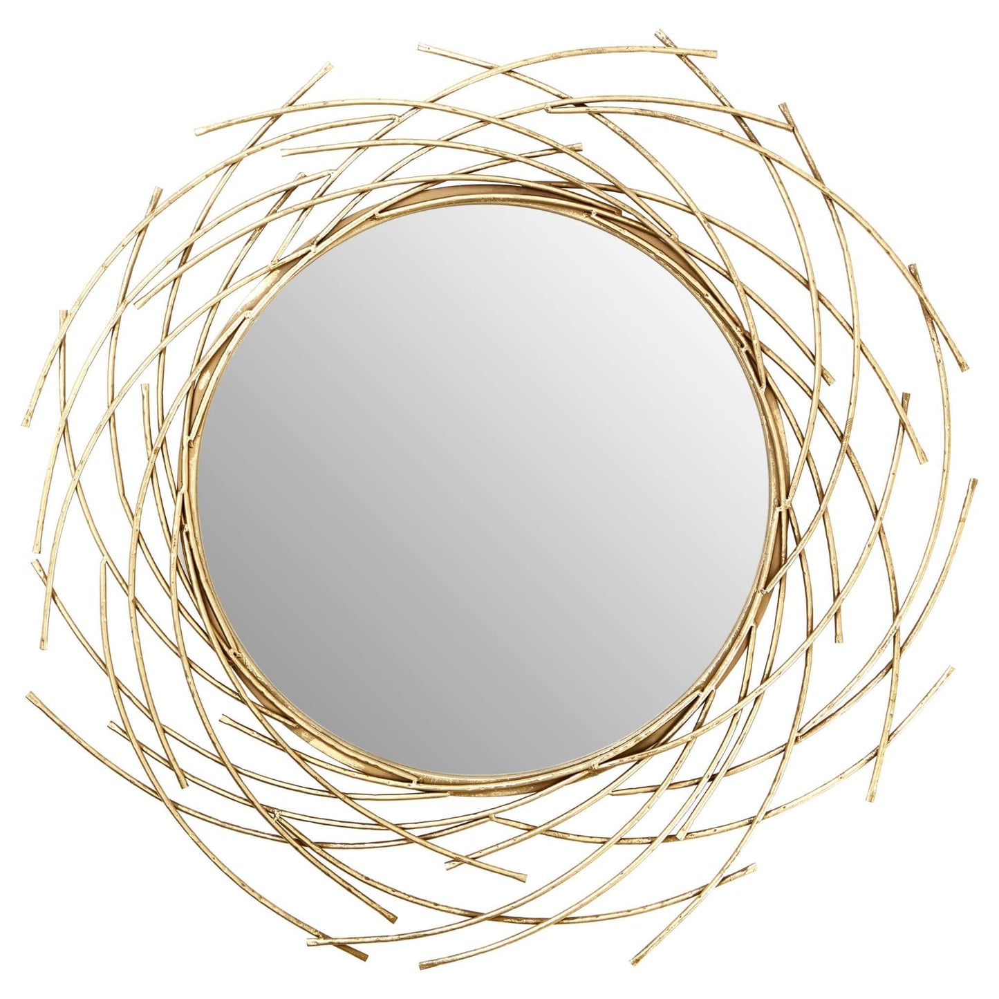 Round Gold Sunburst Wall Mirror 105cm diameter Front View