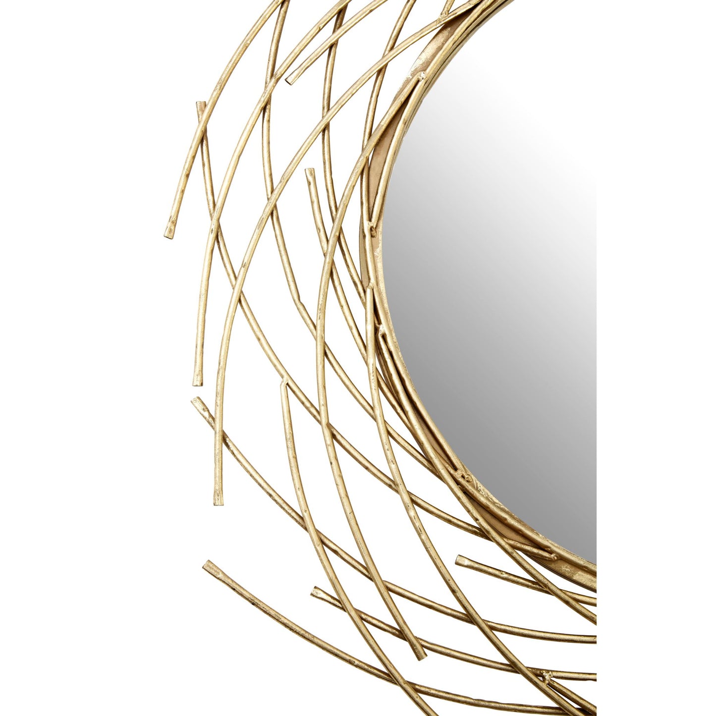 Round Gold Sunburst Wall Mirror 105cm diameter Gold Twig Detail