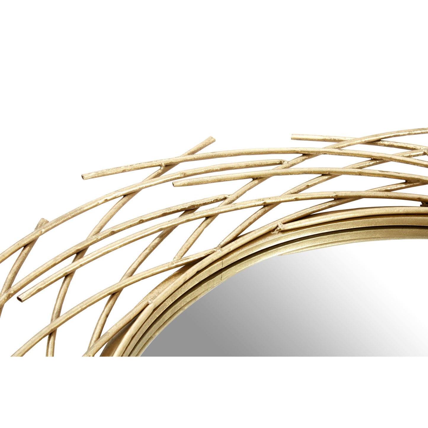 Round Gold Sunburst Wall Mirror 105cm diameter Twig Detail