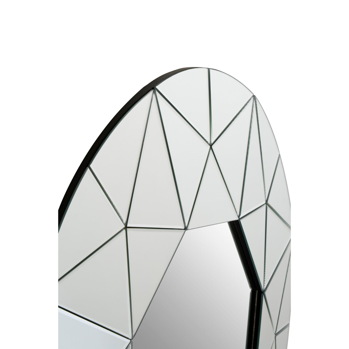 Round Large Hexagon Detail Silver Wall Mirror 100cm diameter Close Up