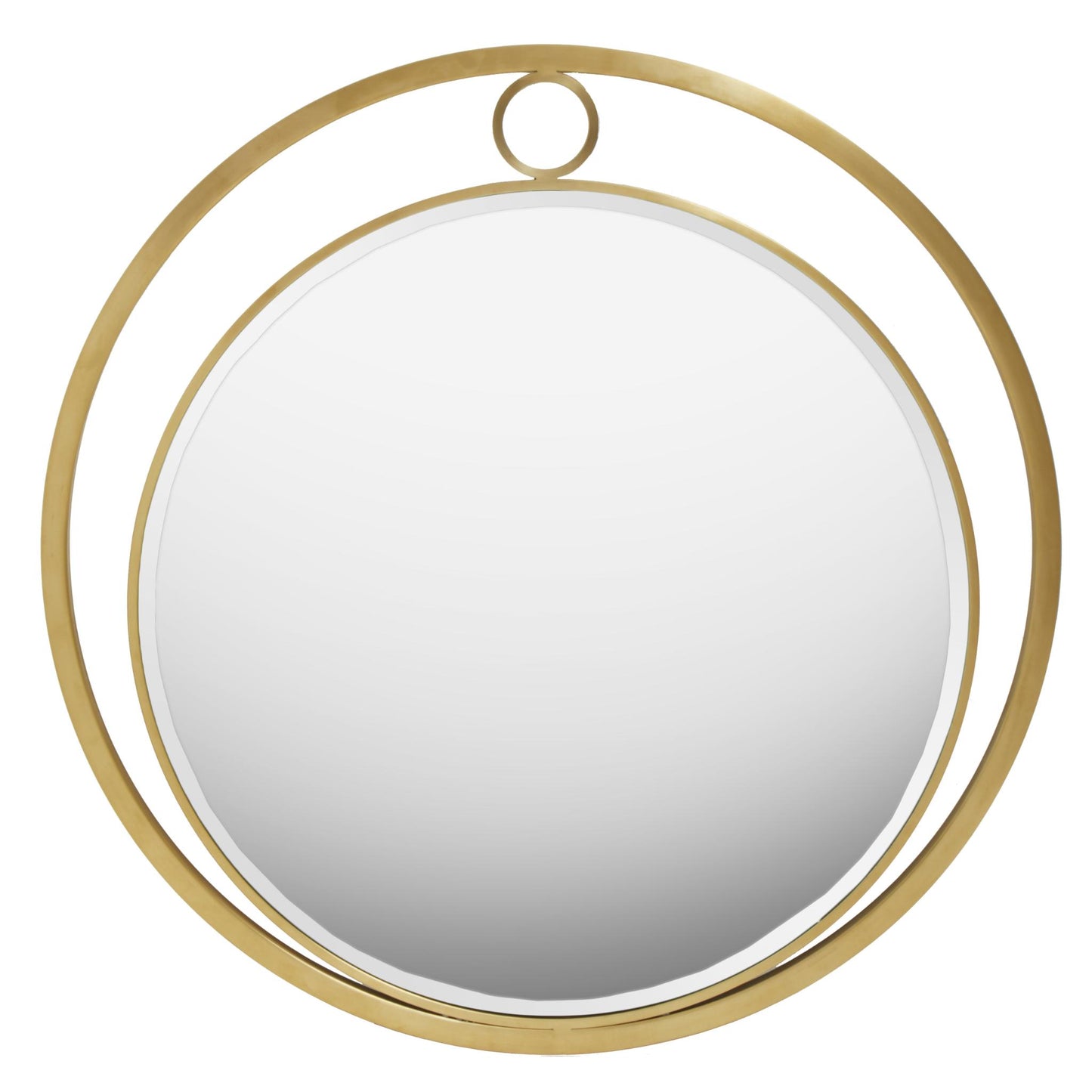 Round Large Modern Gold Encased Wall Mirror 90cm diameter