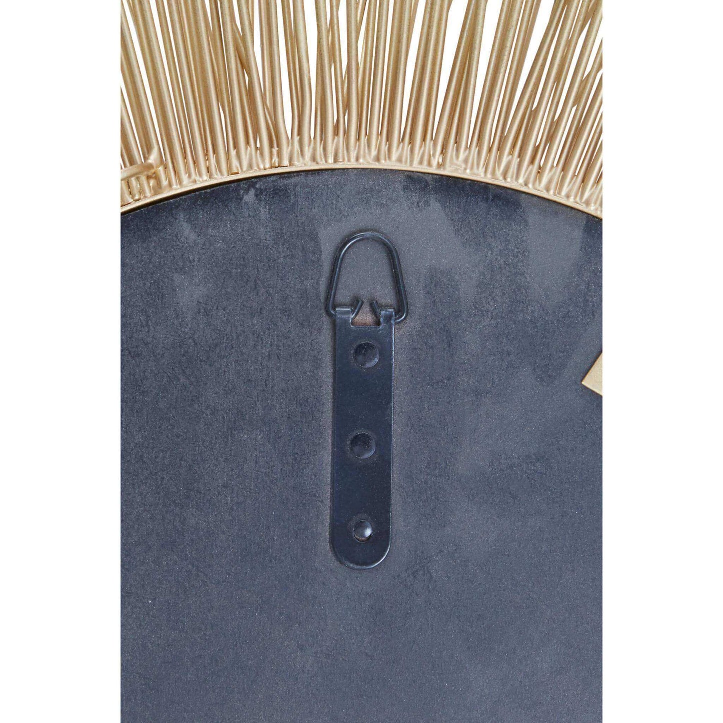 Round Medium Gold Brass Spoke Sunburst Wall Mirror Hanging Detail