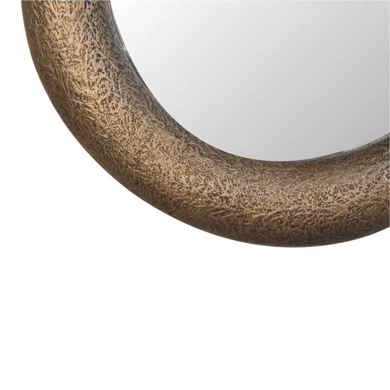 Round Metallic Hammered Effect Wall Mirror Frame Close Up