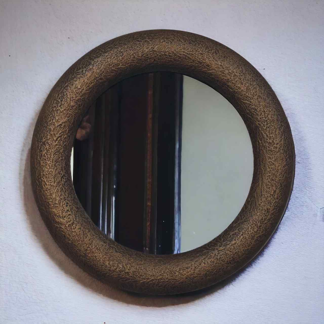 Round Metallic Hammered Effect Wall Mirror Lifestyle in situ