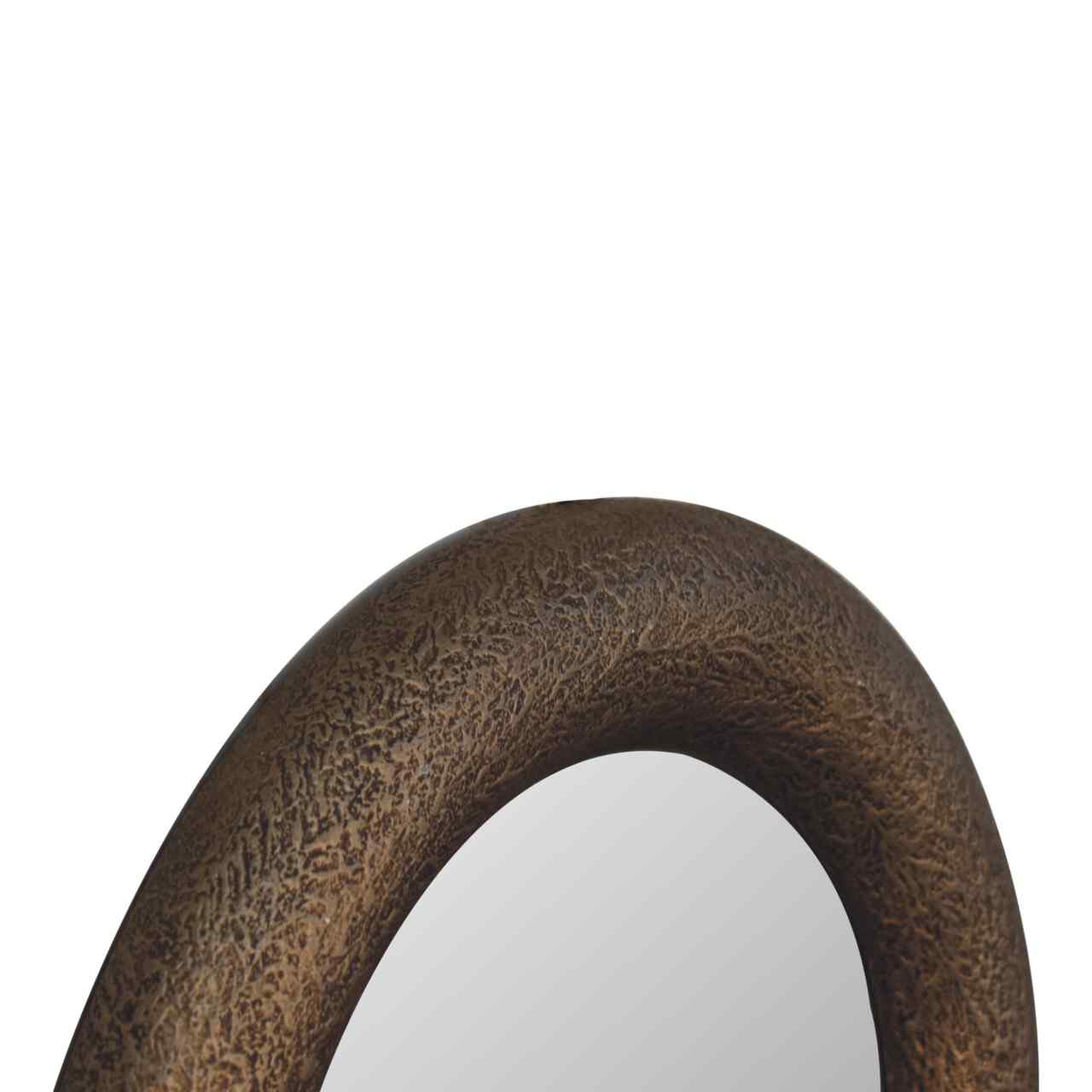 Round Metallic Hammered Effect Wall Mirror Top Fame View