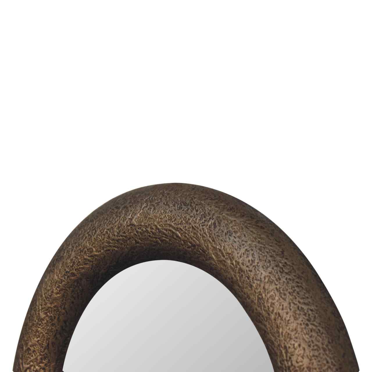 Round Metallic Hammered Effect Wall Mirror Top Frame Close Up
