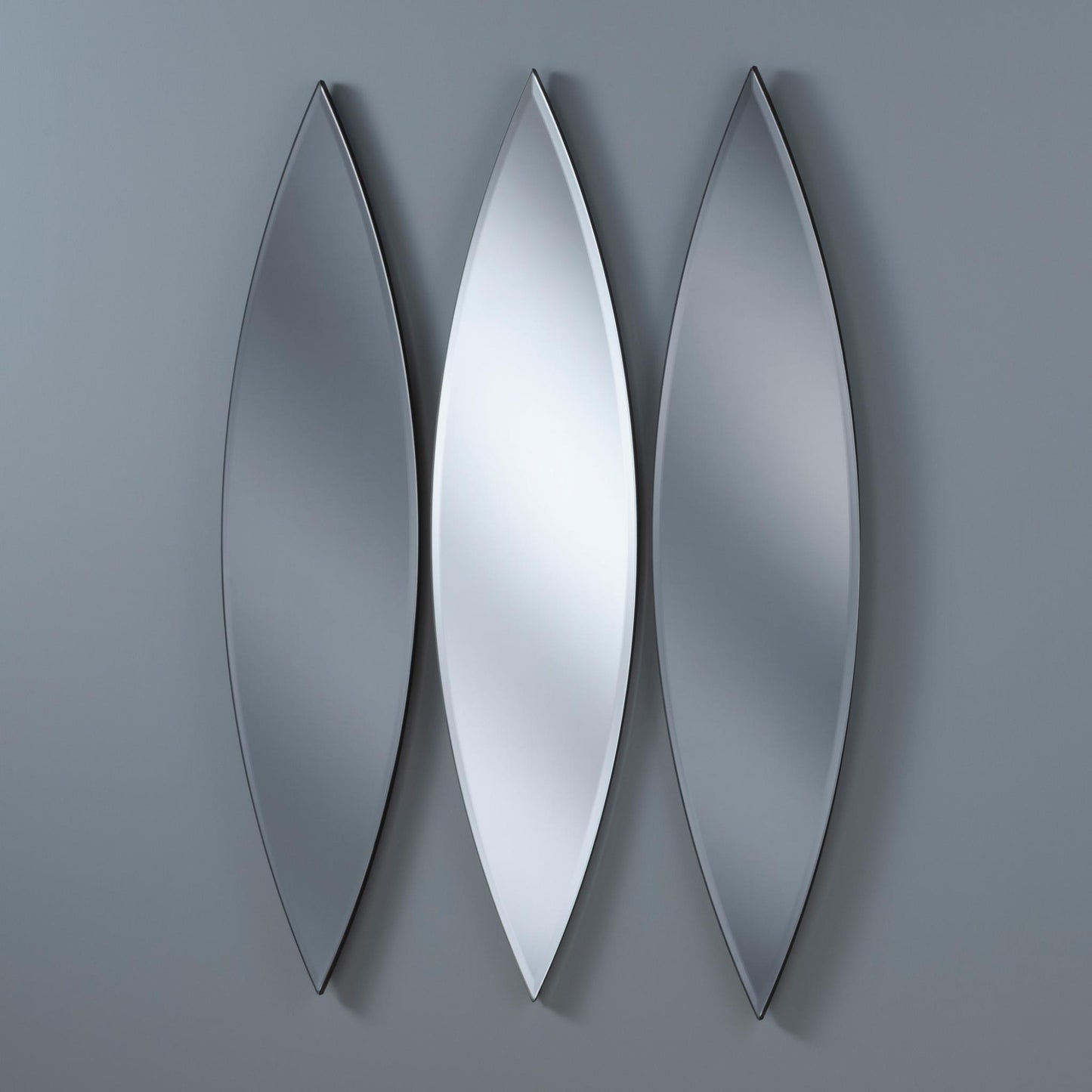Set of 3 Large Grey and Silver Teardrop Mirrors 130cm