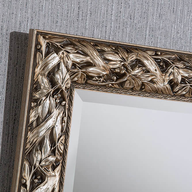 Sherwood Wall Mirror in Silver and Champagne Frame Detail