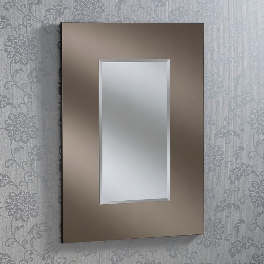 Vertical wall-mounted mirror with a bronze frame, black edge finish and a reflective surface.