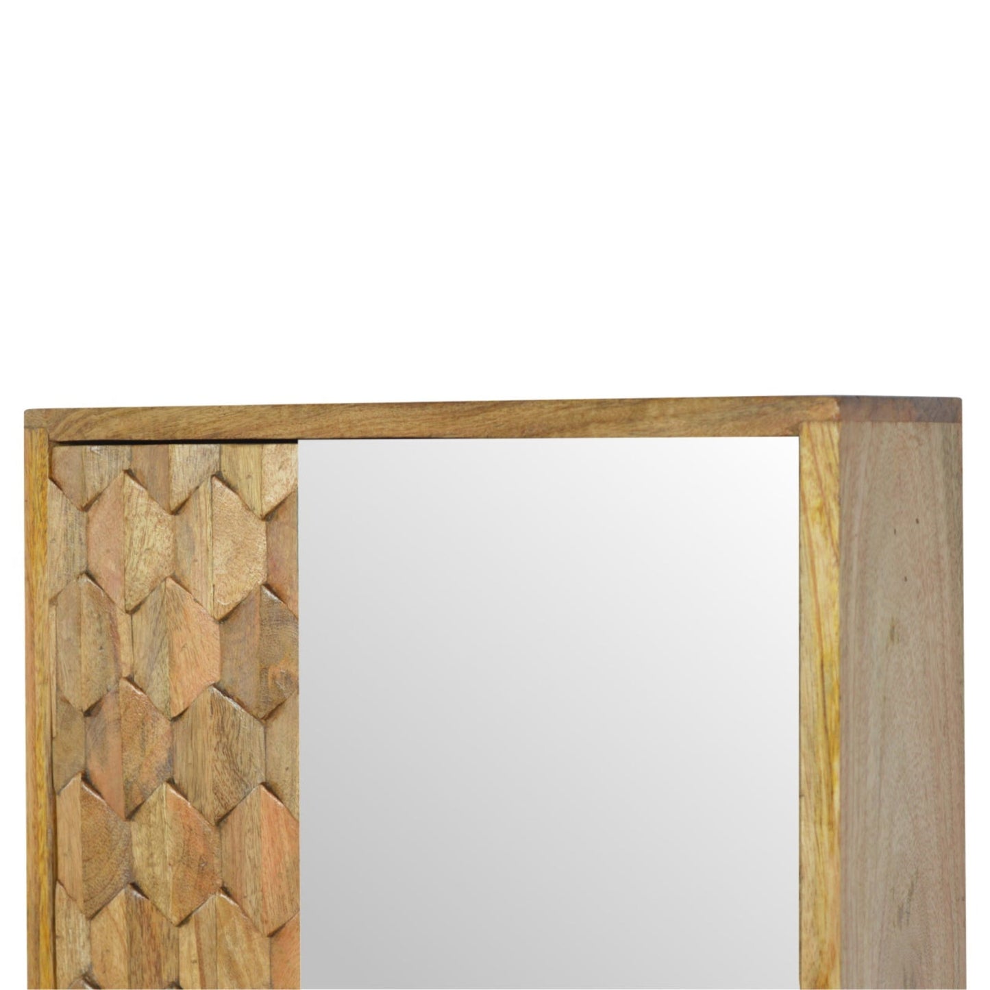 Solid Wood Mirror Cabinet Pineapple Carved Design Mirror Detail