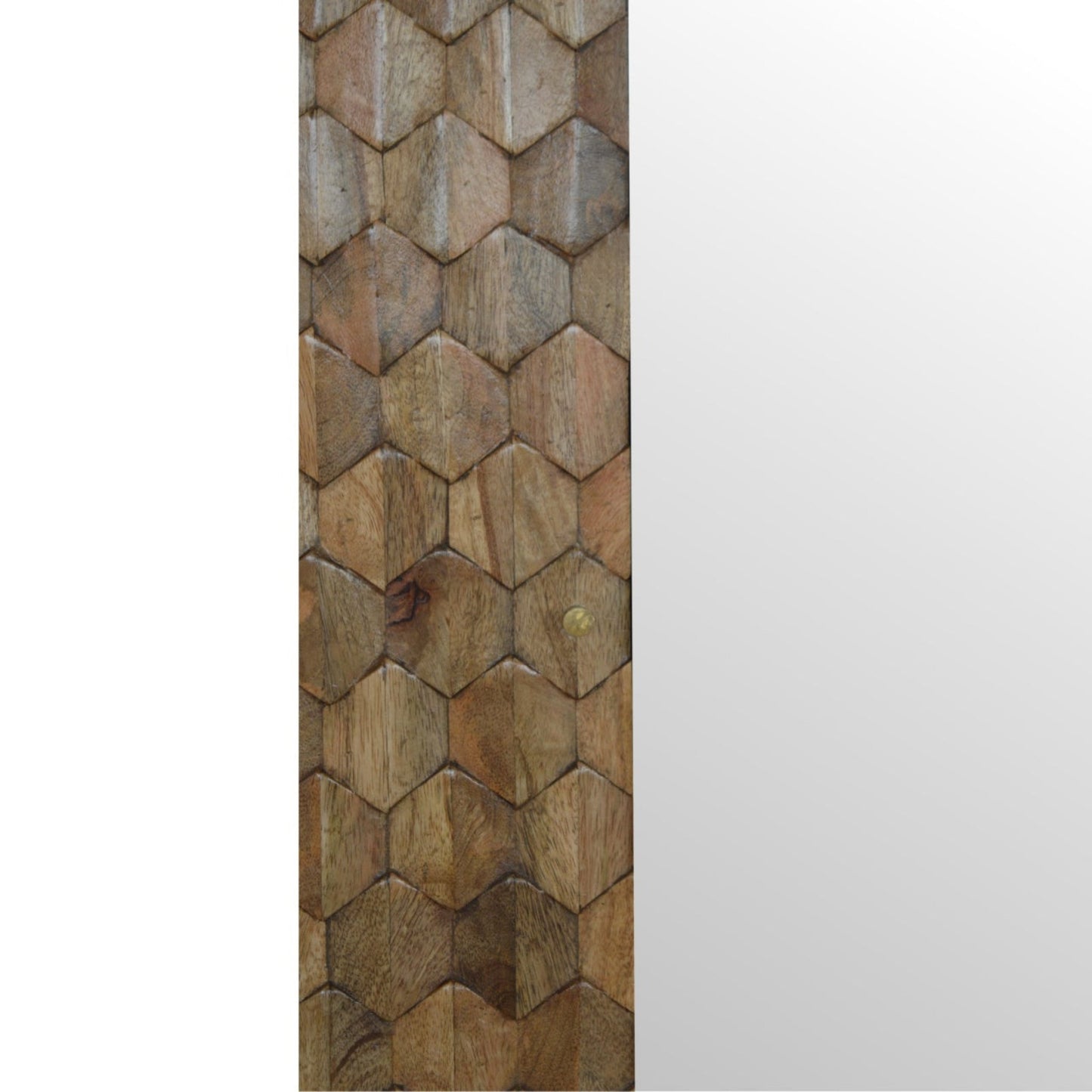 Solid Wood Mirror Cabinet Pineapple Carved Design Wood Detail