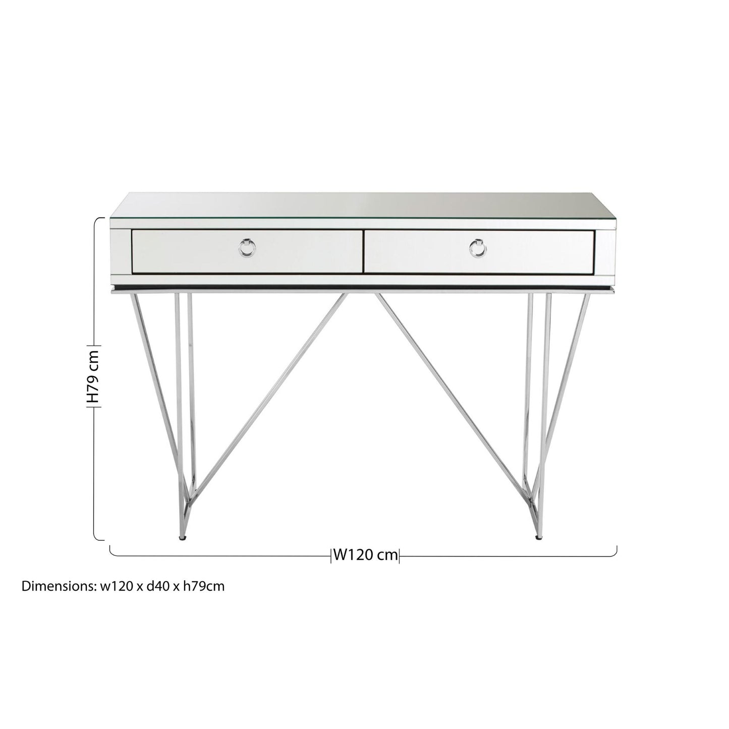 Sophisticated 2 Drawer Mirror Console Table Dimensions