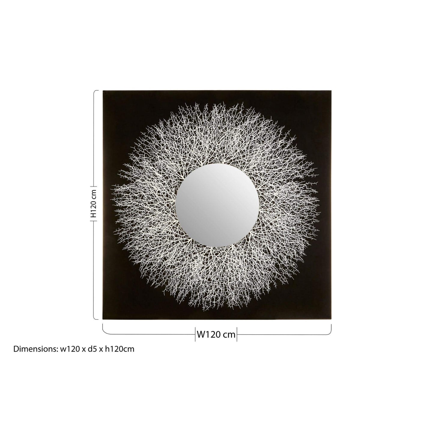 Square Abstract Monochrome Mirrored Wall Art 120cm x 120cm Measurement