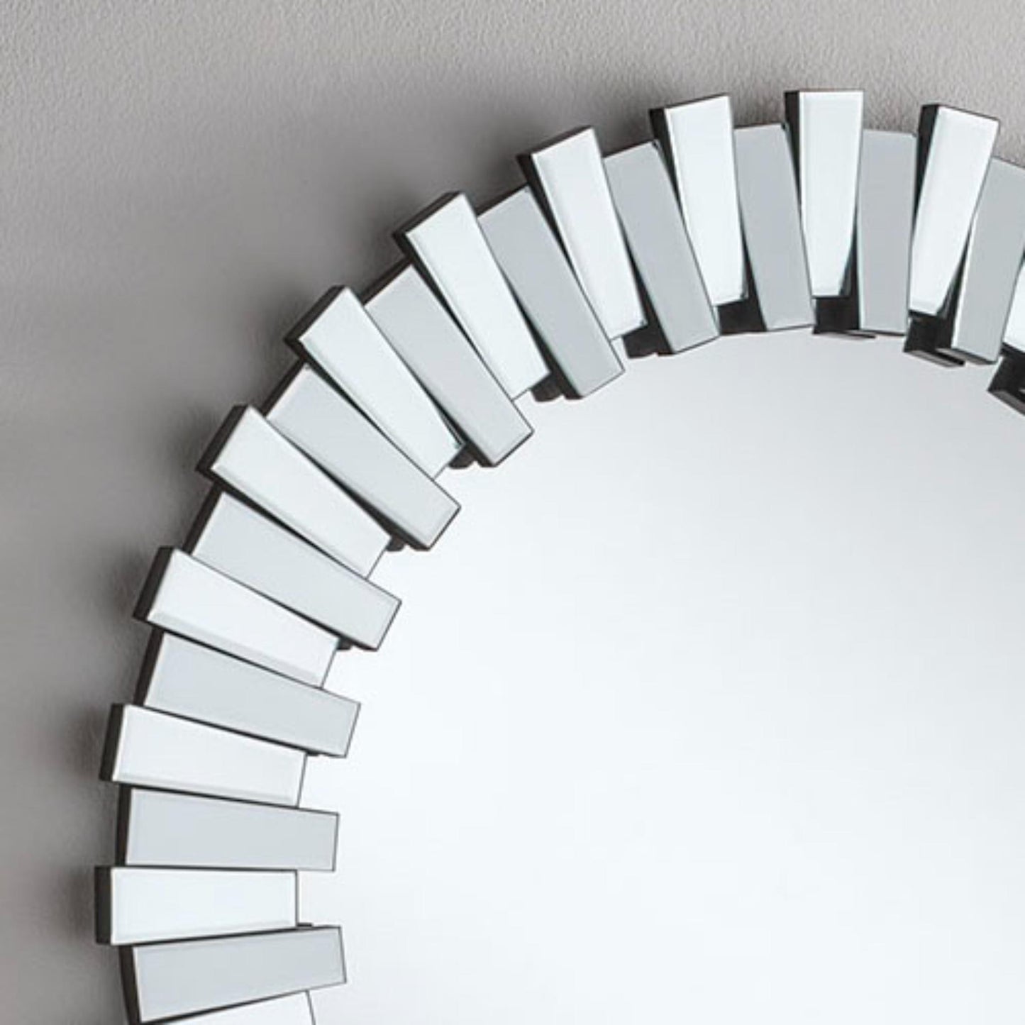 Starburst Silver Round Wall Mirror (80cm) Rectangular Pieces Detail