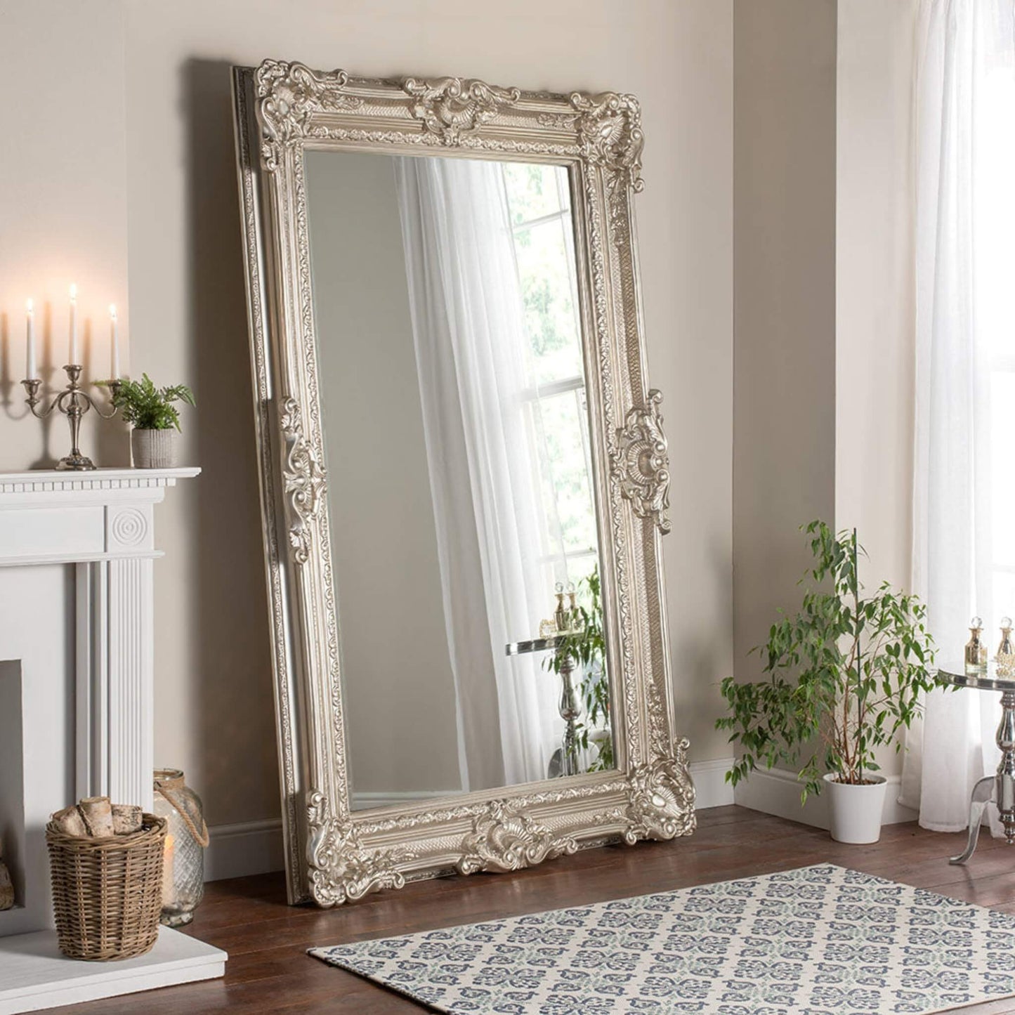 Image of Grand Buckingham Mirror in Brushed Silver