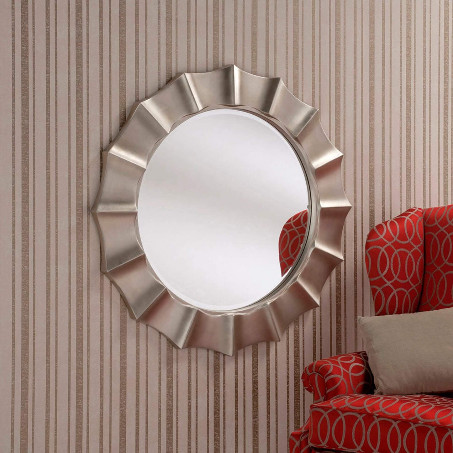 Large Round Champagne Mirror