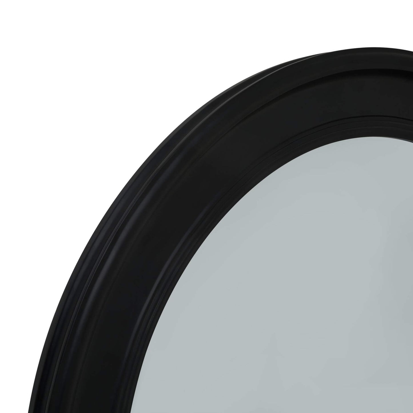 Black Wood Round Framed Mirror Frame Detail