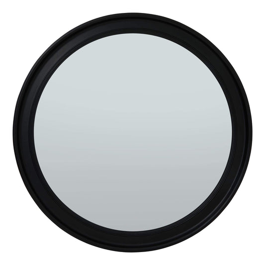 Black Wood Round Large Mirror 120cm