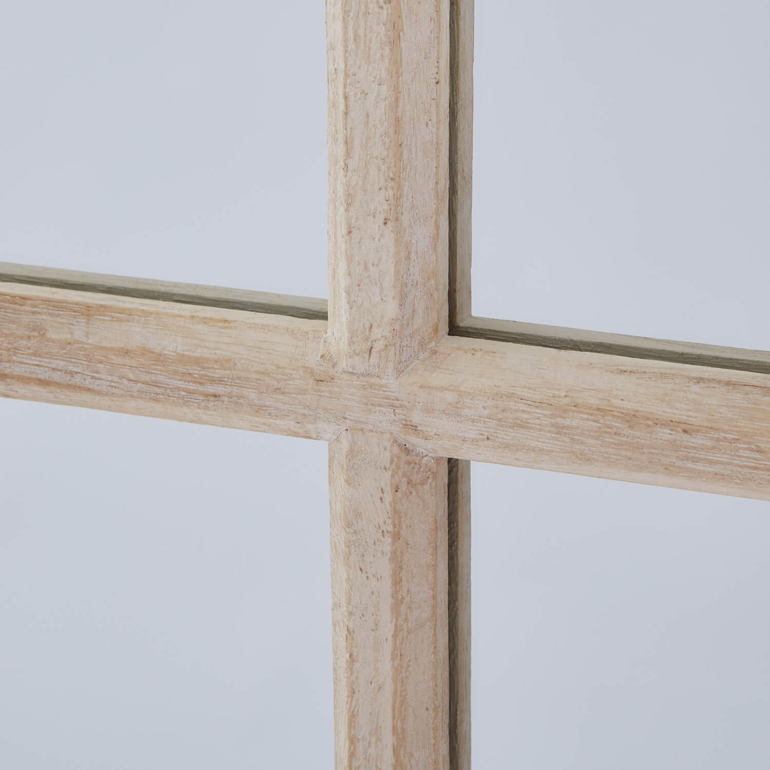 Tall Washed Wood Window Mirror - Inner Frame Detail