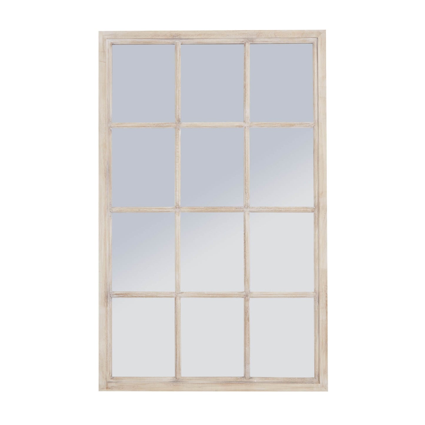 Large Washed Wood Window Mirror